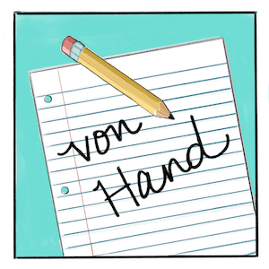 icon of pencil and paper that reads "von Hand"