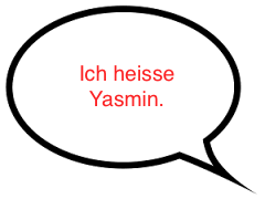 Speech Bubble: Ich heisse Yasmin.