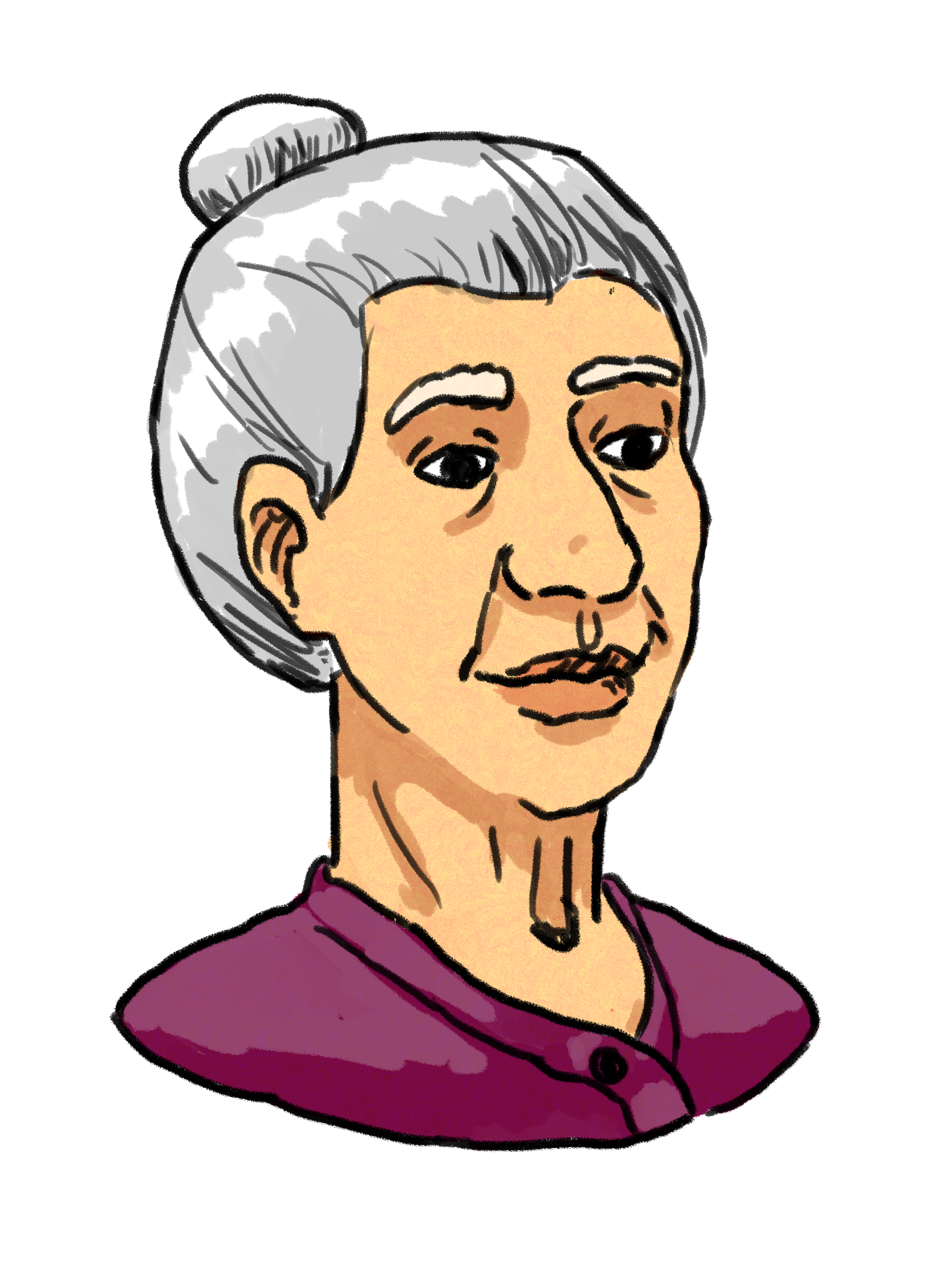 drawn illustration of the head of Jutta