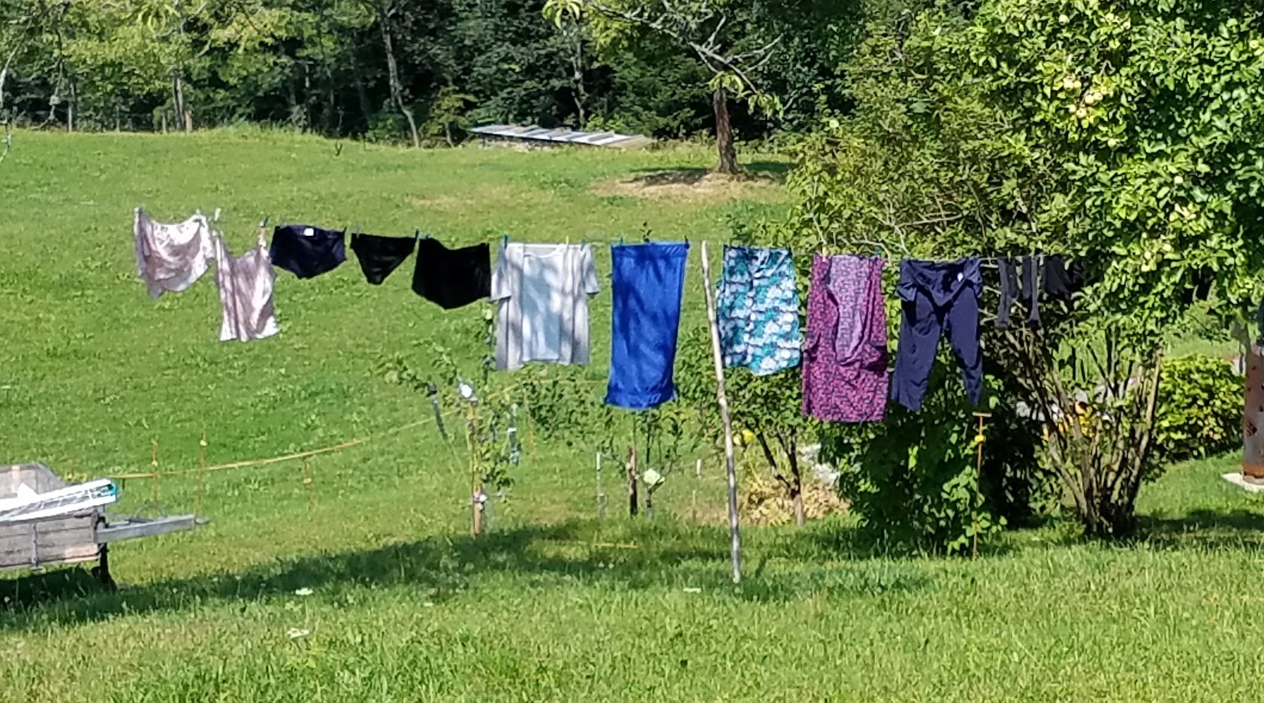 clothes hanging outside to dry