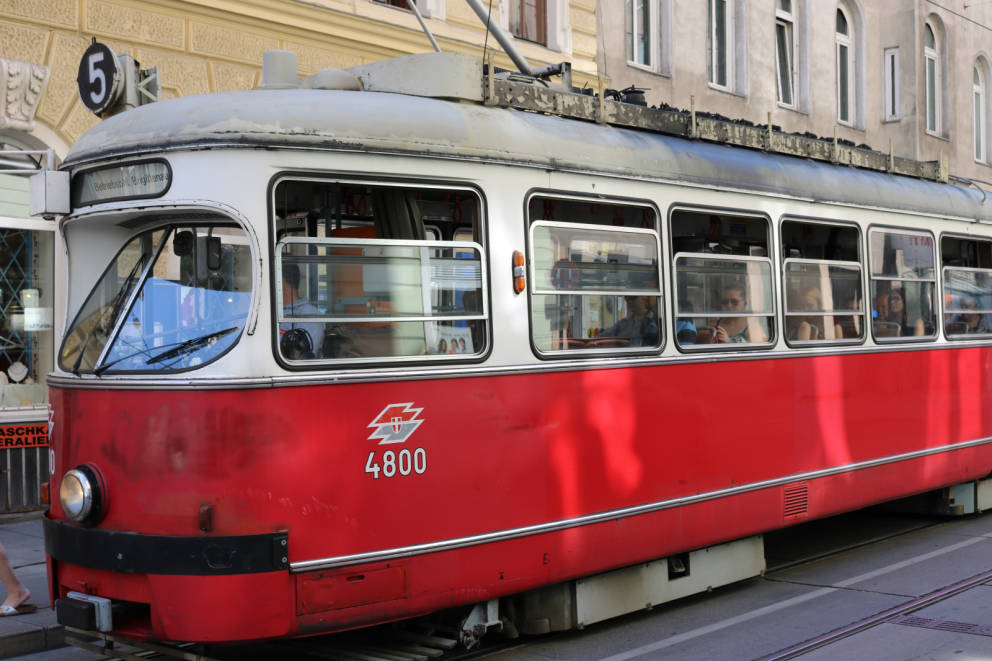 red streetcar in vienna